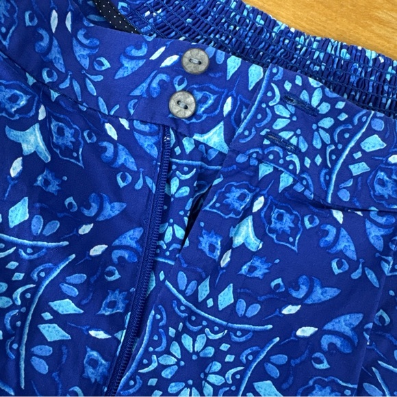 Anthropologie Maeve Blue Geometric Patterned Shorts Elastic Waist Cotton 8 - Picture 4 of 6